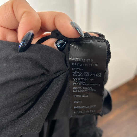 All Saints Spitalfield Trellis Rouche Fitted long sleeve Black Dress - Picture 7 of 7